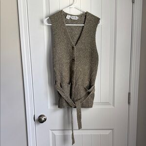 Rafaella Taupe Button-Front Sweater Vest